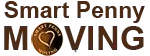 Smart Penny Moving logo featuring a heart symbol, representing a caring moving service tailored for seniors and specialized moving needs.