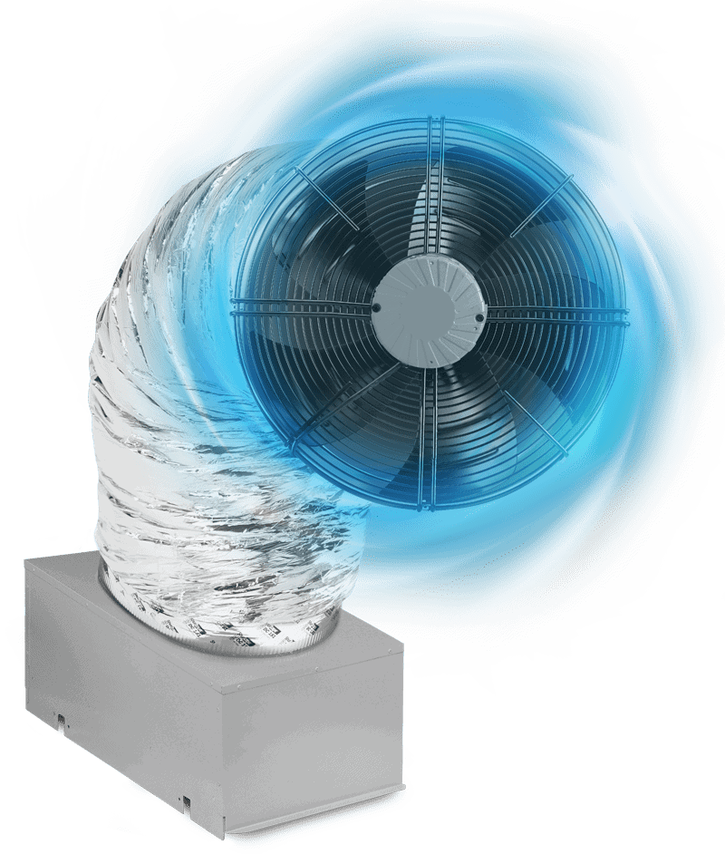 Whole house fan with air blast