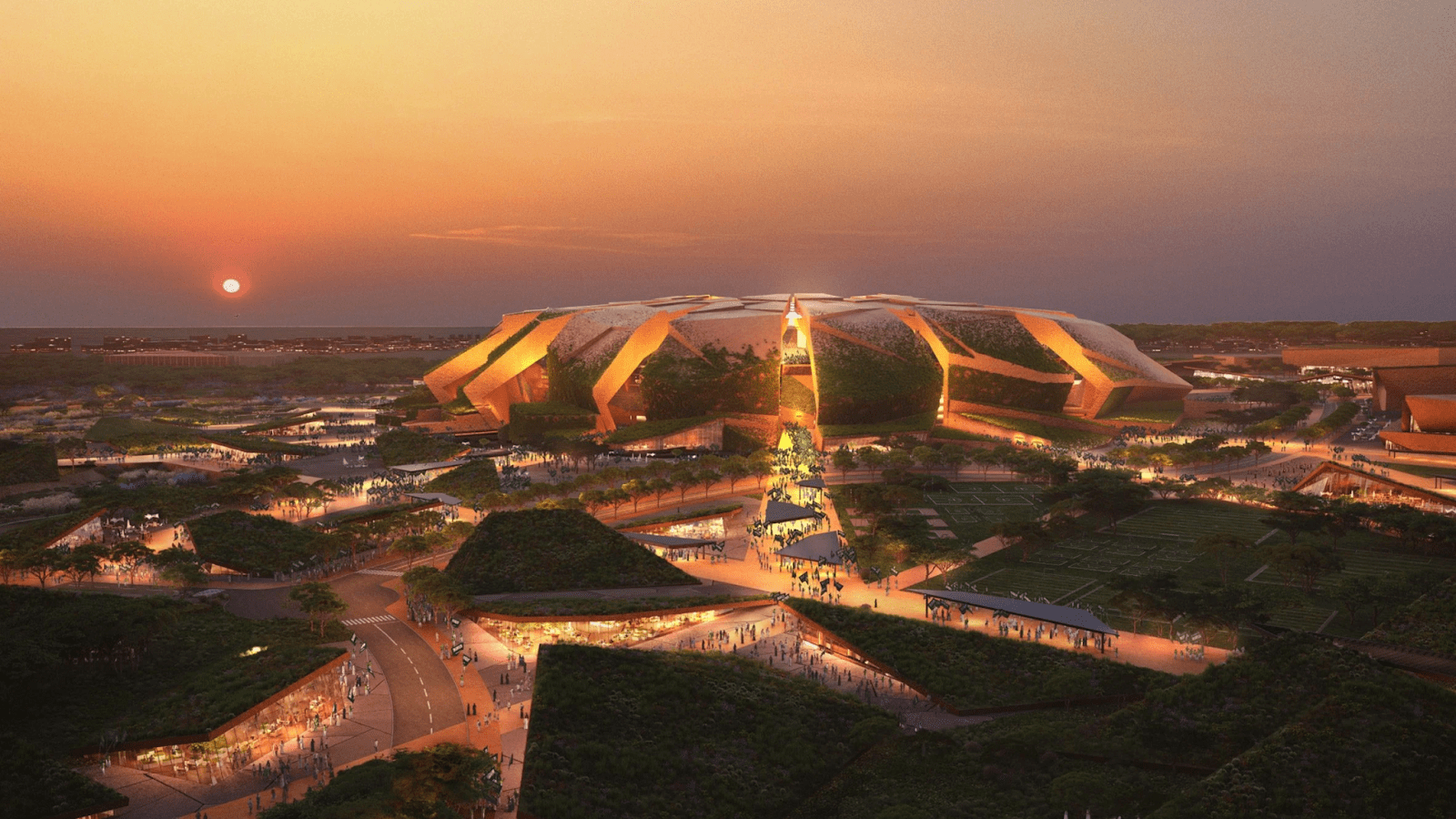 A rendition of a football stadium for the FIFA World cup 2034 in Saudi Arabia - (Credits Parametric Architecture)
