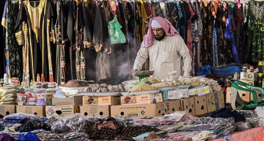 A man looks on at a food stall at Al-Makhwah - (Credits SPA)