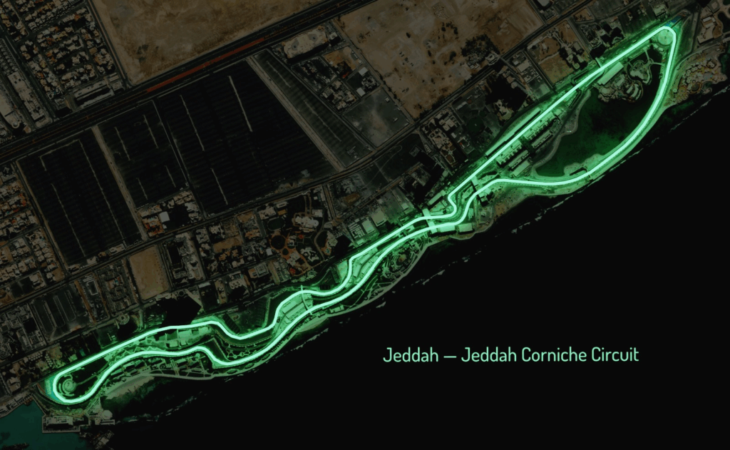 A neon art highlighting the Jeddah circuit (credits Reddit) 