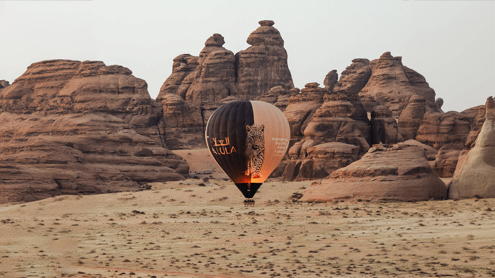 Soar above ancient landscapes as AlUla’s golden canyons come alive at sunrise—an unforgettable Eid al-Adha escape in the sky. (Credits: Alula)