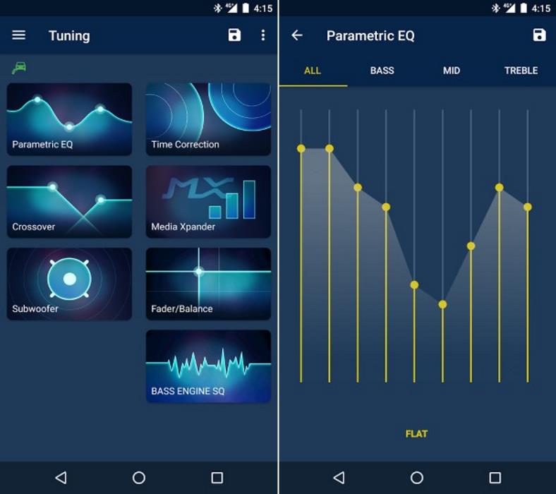 Alpine CDE-HD149BT phone app screenshots