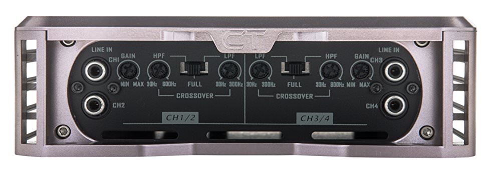 Close up image of a car amp crossover controls