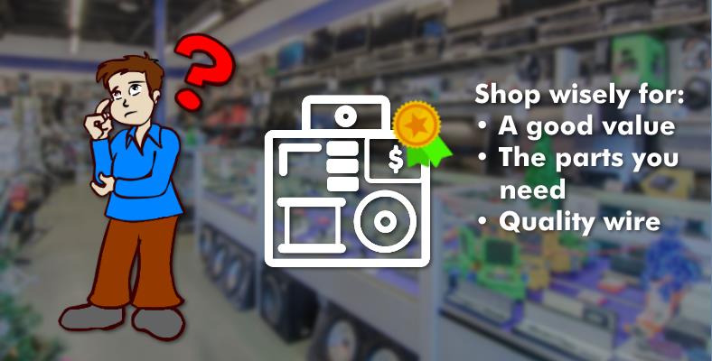 Image of a man thinking about good wiring kit features when shopping