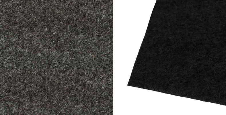 Car amp rack felt and speaker carpet examples closeup