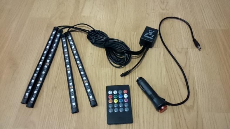 Example of LED light strip set for car interior