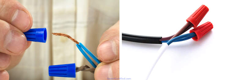 Example showing how to use wire nuts twist connectors