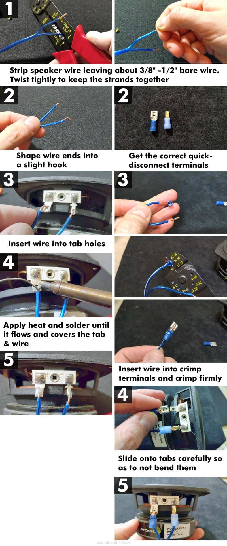 Image showing how to connect speaker wire to car and home speakers instructions
