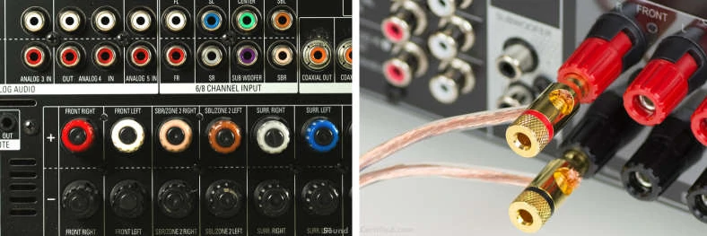 Image showing examples of home stereo receiver speaker terminals