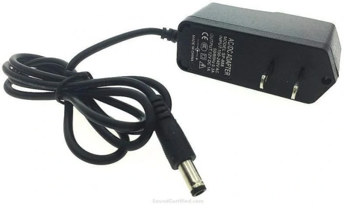 AC-DC wall outlet adapter example with barrel connector