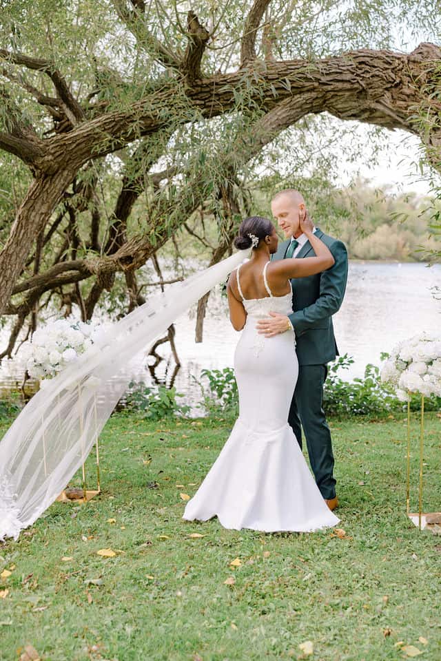 First kiss at Carleton Place elopement ceremony