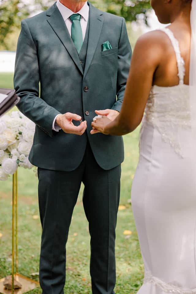 Couple exchanging vows at Riverside Park Carleton Place