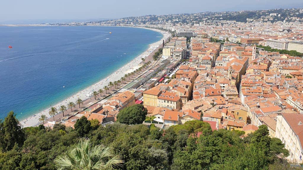 Aerial View of the Promenade des Anglais in Nice, France
