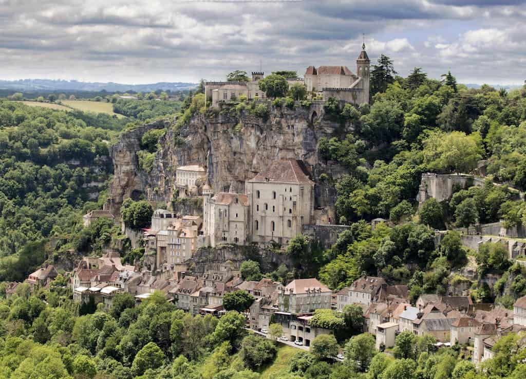 Catholic Sanctuary in Rocomadour on the Cliff Surrounded by Forest