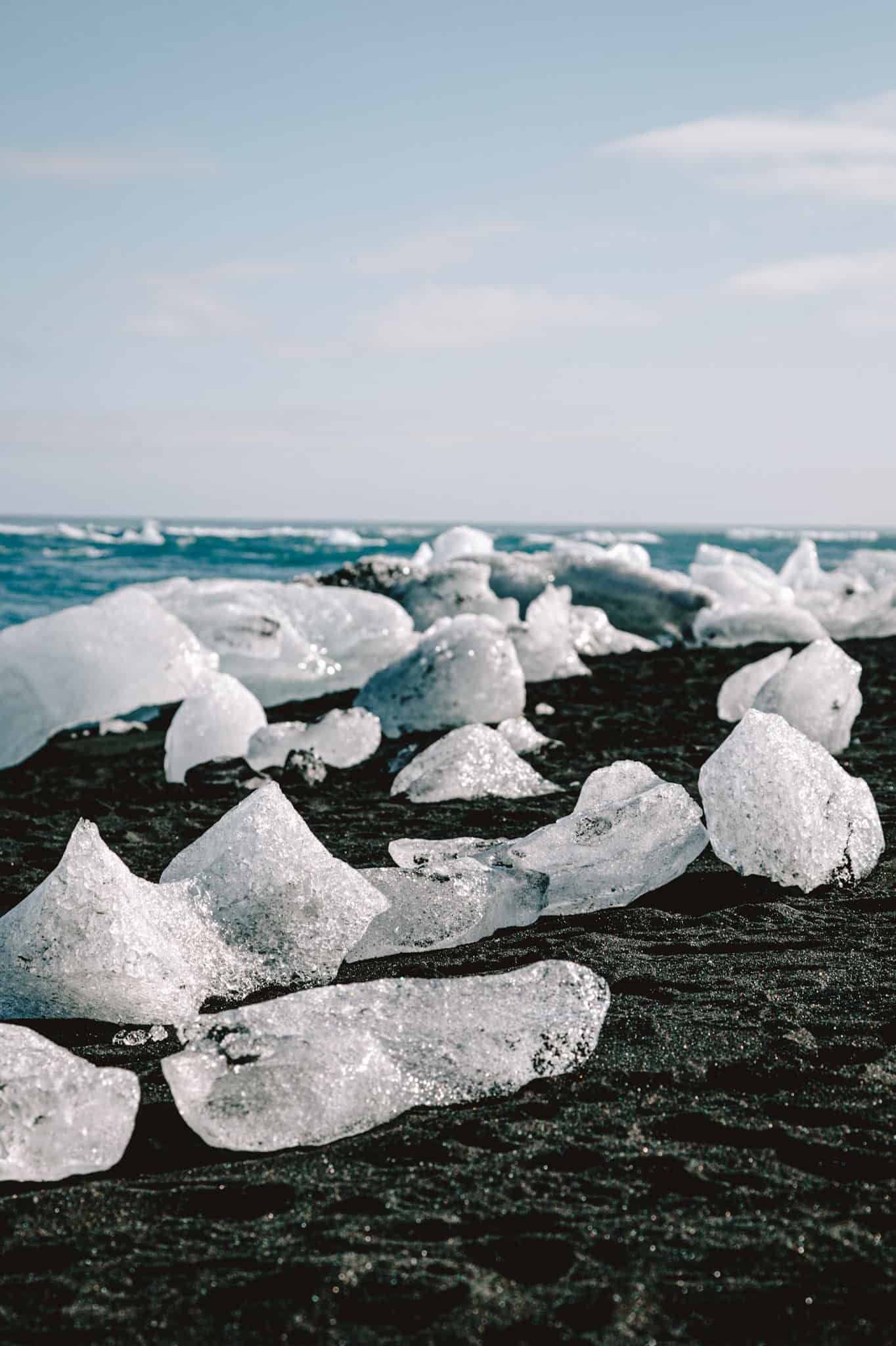 Diamond black sand beach iceberg