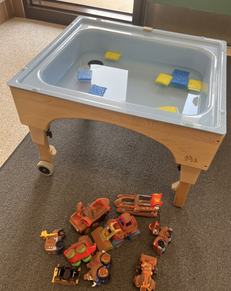 Water Table with "muddy trucks"