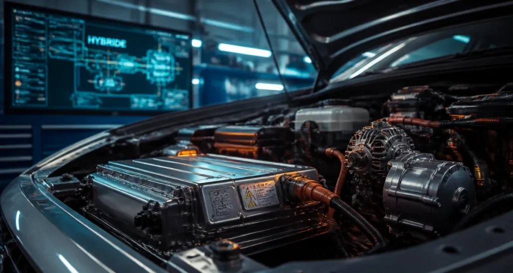 Fonctionnement voiture hybride : batterie 48V et moteur électrique