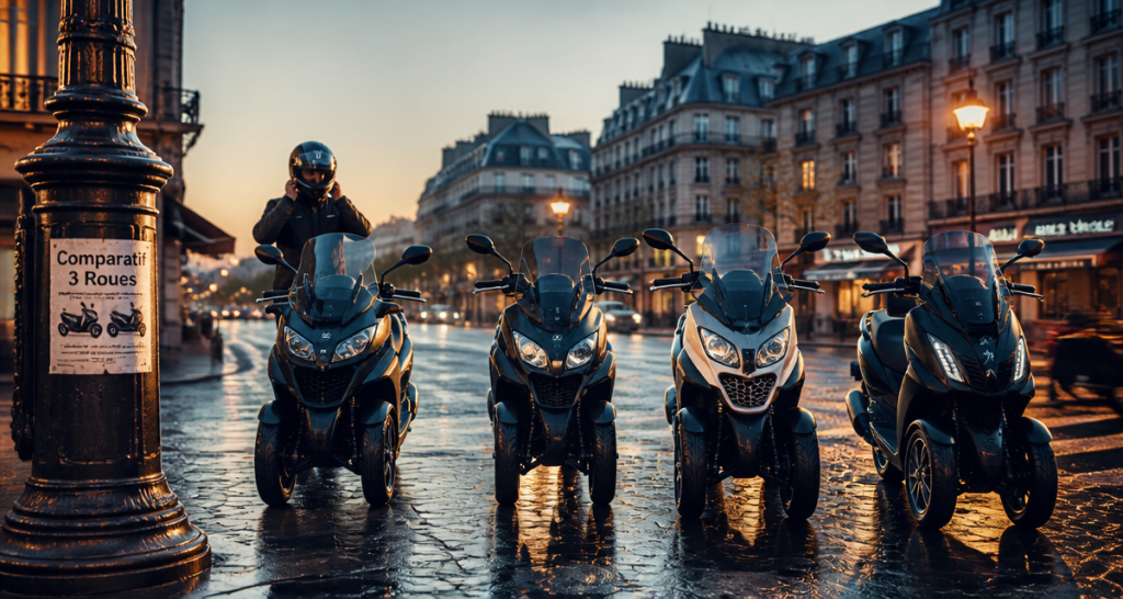 meilleur scooter 3 roues alignés au petit matin