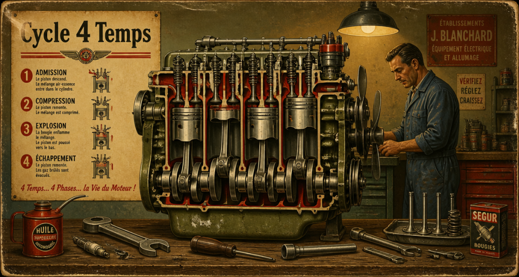 moteur 4t coupe stylisée atelier
