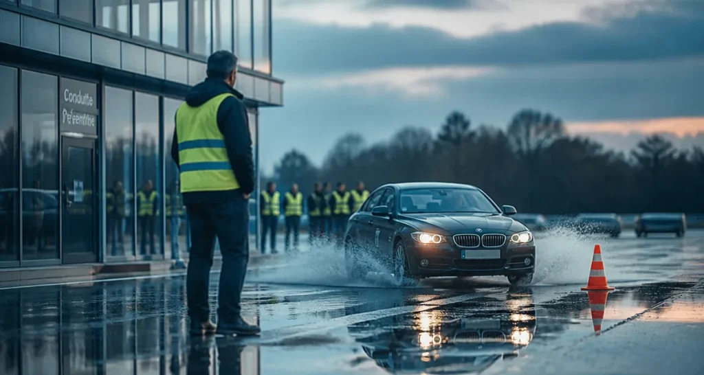 stage de conduite préventive sur circuit mouillé