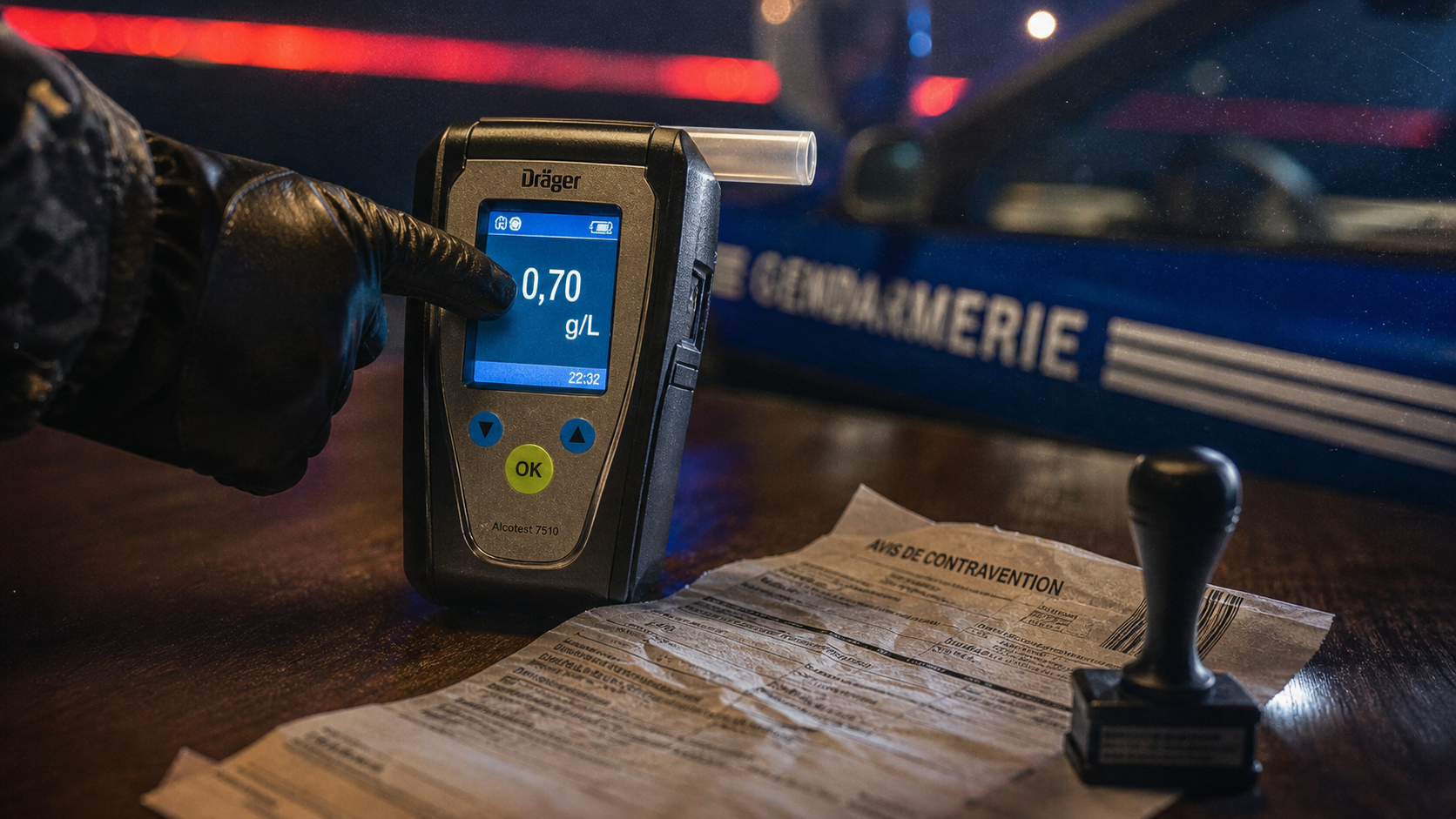Alcoolémie contraventionnelle : éthylomètre 0,70 g/L