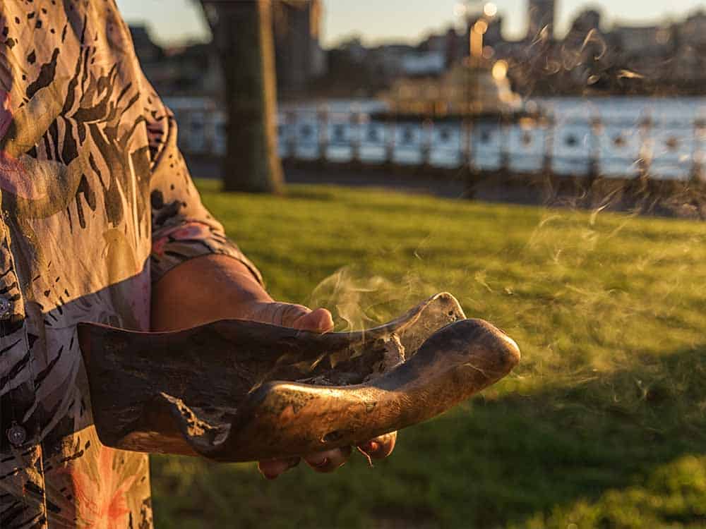 An indigenous welcome ceremony on Sydney Harbour