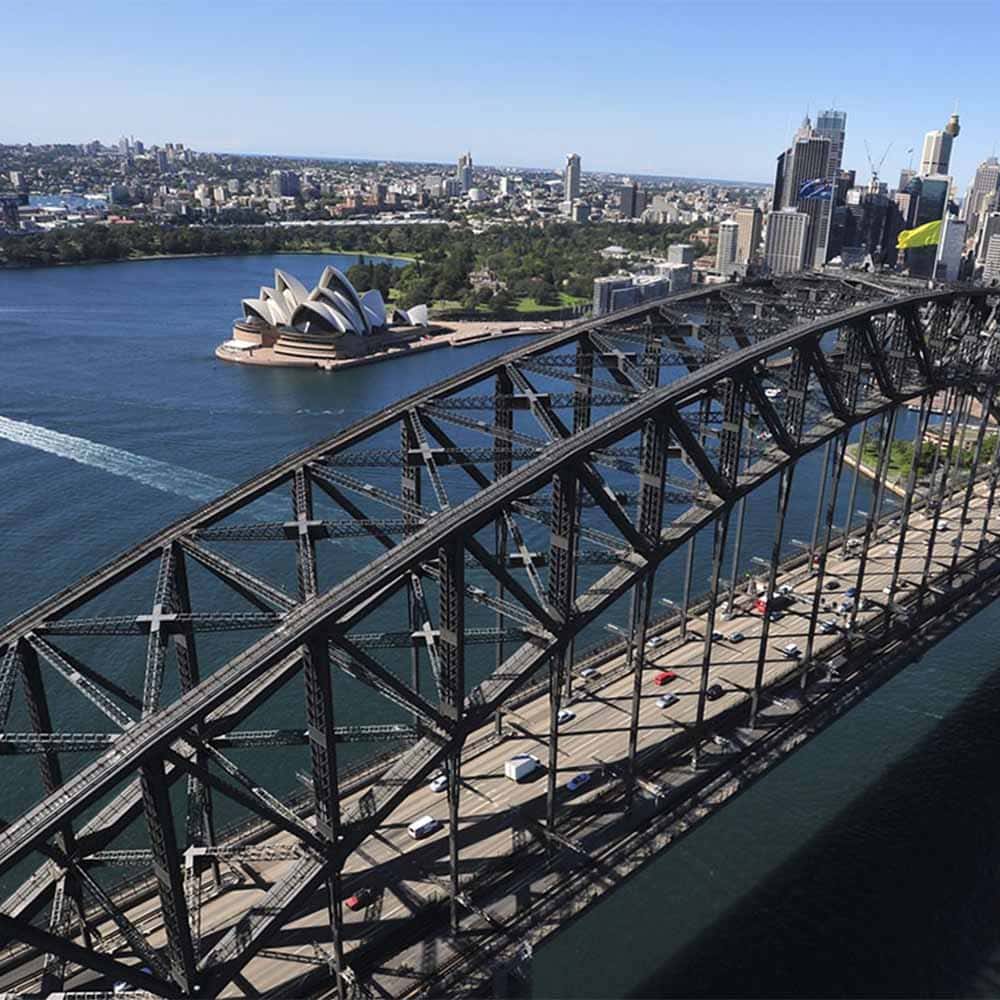 aerial view of Sydney Harbour, Sydney Opera House and Sydney harbour Bridge