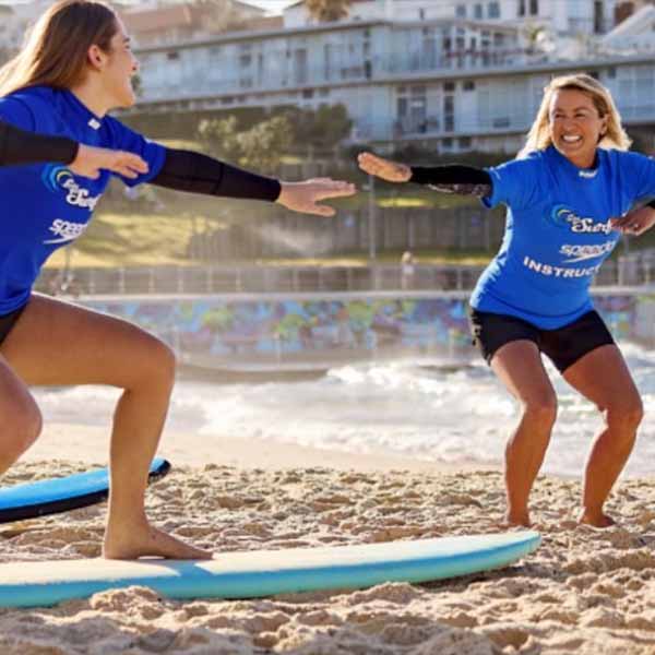 Surf lesson on Bondi beach