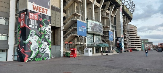 Giant England rugby player murals created at Twickenham Stadium