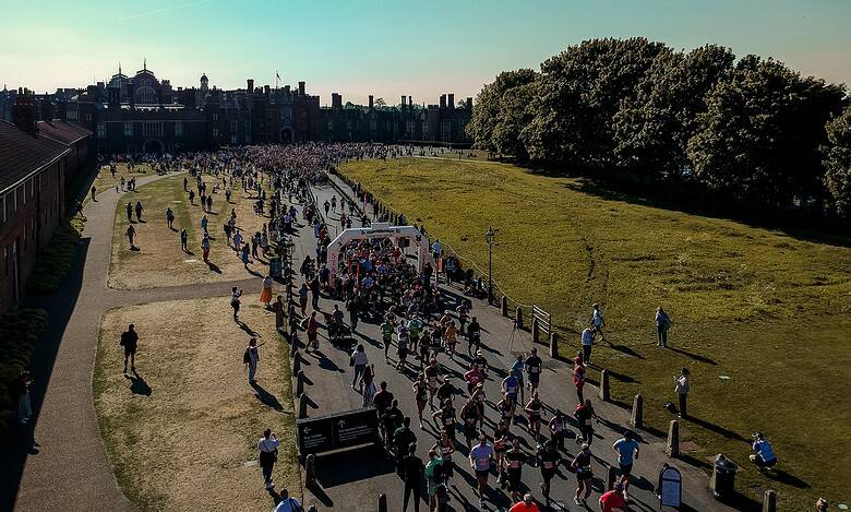 Outdoor running event at Hampton Court Palace for charity.