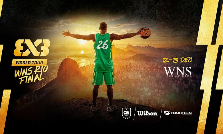 A basketball player in green jersey with number 25 prepares for the FIBA 3x3 World Tour WNS Final 2026 in Rio de Janeiro, highlighting the event's excitement and global significance.