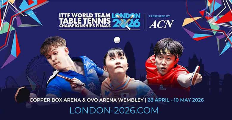 Young table tennis players competing at the London 2026 Championships, showcasing community engagement and elite sport during the event.