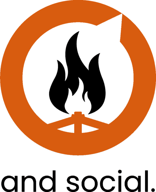 Icon of a campfire with flames inside a circular orange border, representing outdoor activities.