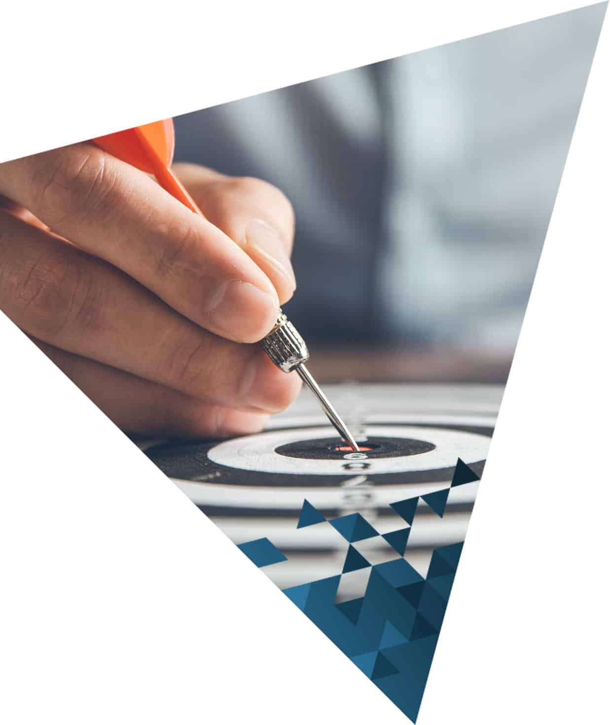 Businessman pointing to center of dartboard with a dart to represent Digital Marketing Strategy