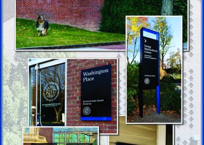 Various architectural signs and digital displays for RISD and Rhode Island School of Design.