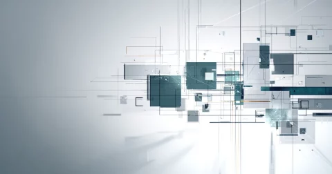Abstract wireframe fragment showing a structured content marketing system with minimal slate accents on a white background
