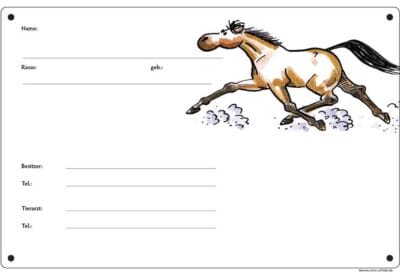 Comic Schild Pferd - Boxenschild Traber
