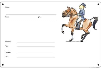 Comic Schild Pferd - Boxenschild Dressur