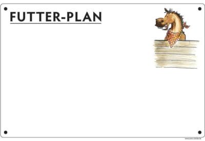Comic Schild Pferd - Boxenschild Futterplan