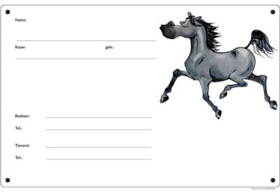 Comic Schild Pferd - Boxenschild Angeber Rappe