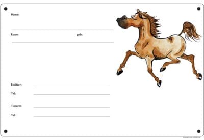 Comic Schild Pferd - Boxenschild Angeber Fuchs
