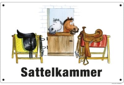 Comic Schild Pferd Sattelkammer