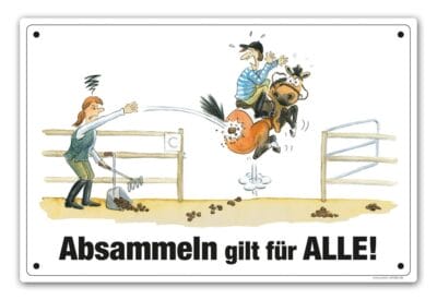Comic Schild Pferd - Absammeln gilt für Alle