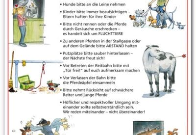 Stallschild Stalltafel Poster "Stallregeln" für die Reitanlage