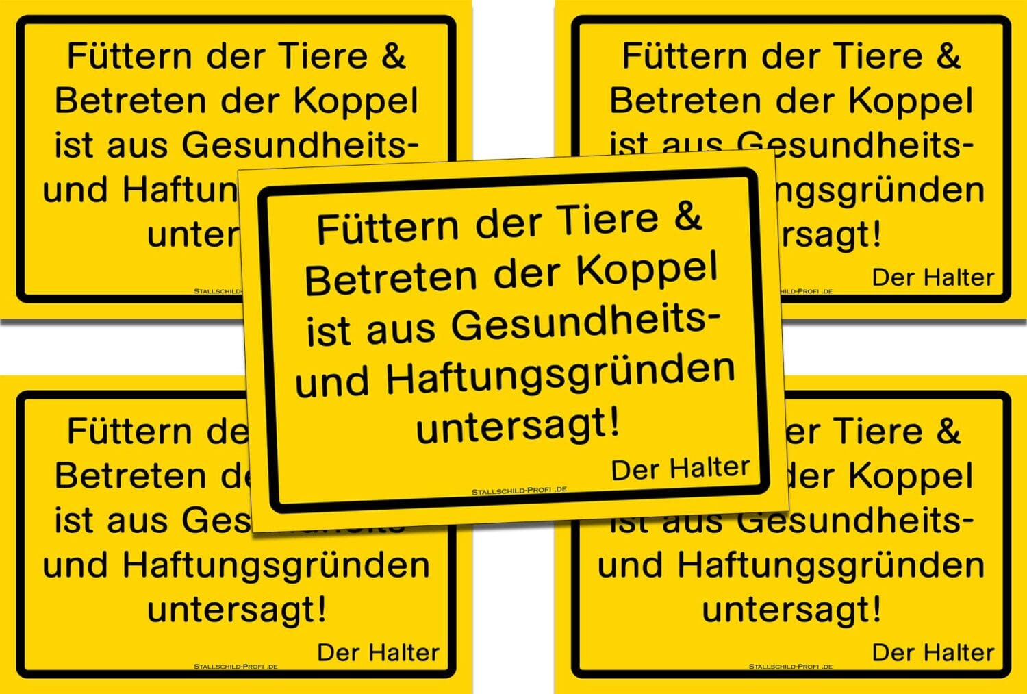 Stallschild | Weideschild | Füttern und Betreten verboten 10 x 15 cm 5er Set