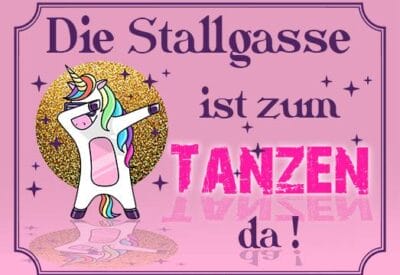 Die Stallgasse ist zum tanzen da - Schild