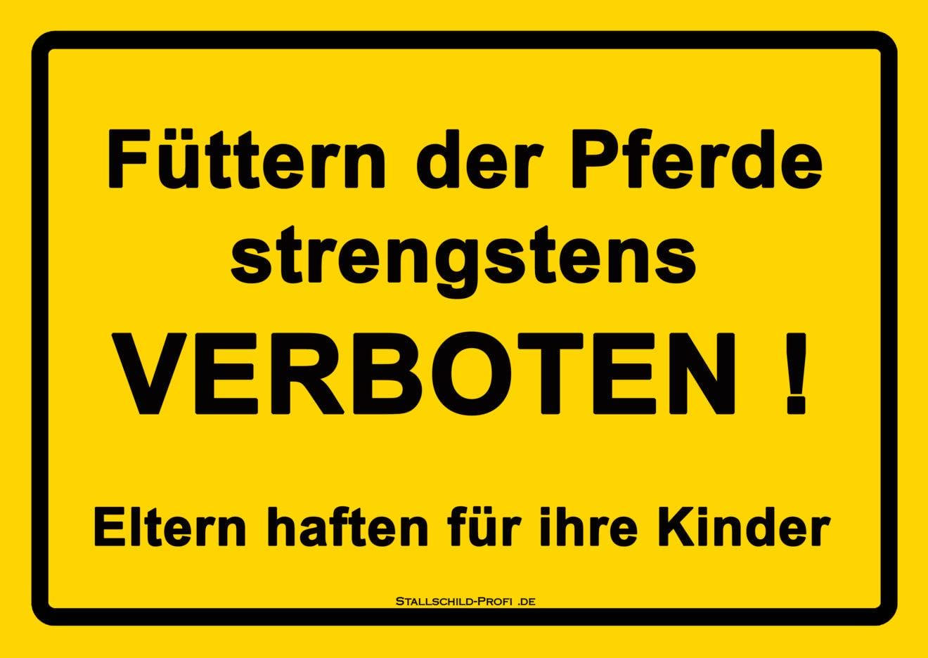 Warnschild Füttern der Pferde verboten