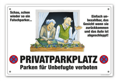 Comic Privatparkplatz Pferd