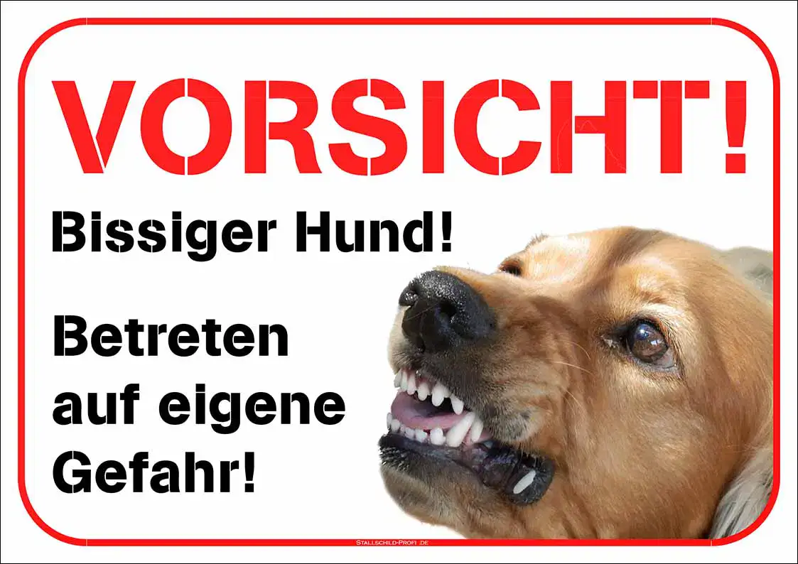 Hundewarnschild - Vorsicht bissiger Hund - Betreten auf eigene Gefahr